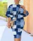 Oversized women's long sleeved plaid printed fashion dress