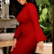 Solid color buttocks wrapped temperament diagonal collar long sleeved pencil skirt African dress