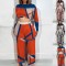 Oversized women's two-piece long sleeved wide leg pants printed set