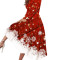 New Christmas themed snowflake printed round neck large swing A-line dress