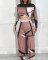 Oversized women's two-piece long sleeved wide leg pants printed set
