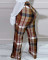 Oversized women's high waisted plaid printed casual pants