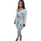 Printed Sweater Pull Frame Hooded Sports Casual Set (Three Piece Set)