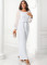 Jacquard bubble sleeved square collar waist up jumpsuit
