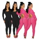 Deep V-back hooded slim fitting nightclub style hollow out sexy jumpsuit