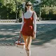 New Sexy Versatile Long Sleeve High Neck Bottom Fit Slim Slim Strap Wrap Hip Short Skirt Set