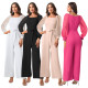 Jacquard bubble sleeved square collar waist up jumpsuit
