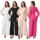 Jacquard bubble sleeved square collar waist up jumpsuit