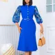 2024 New Single breasted Single breasted Printed Long Sleeve Spliced Temperament Pencil Foreign Trade Dress