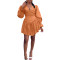 Cute pleated V-neck ruffle sleeve personality casual and elegant dress