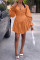 Cute pleated V-neck ruffle sleeve personality casual and elegant dress