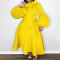 Oversized Women's Winter Bubble Sleeves Lace Up Large Dress Party Dress European and American Dress