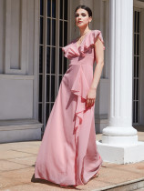 Solid color slim fitting dress bridesmaid dress