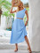 Fashion Hot Selling Fresh Style Solid Color Slant Shoulder Waist Up Dress Set