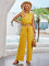 New Solid Round Neck Slim Fit Sleeveless Top and Pants Set
