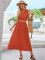 Fashion Hot Selling Fresh Style Solid Color Slant Shoulder Waist Up Dress Set
