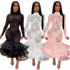 Hollow lace oversized sexy nightclub dress