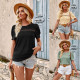 Summer Hot Top Fashion Casual Solid Lace Short Sleeve T-shirt
