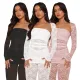 New Fashion Lace Bra Micro Flared Pants Sexy Three Piece Set