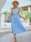 Fashion Hot Selling Fresh Style Solid Color Slant Shoulder Waist Up Dress Set