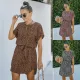 Summer New Round Neck Strap Waist Wrapped Short Sleeve Dress