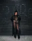 PU leather women's leather coat long windbreaker jacket