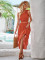Fashion Hot Selling Fresh Style Solid Color Slant Shoulder Waist Up Dress Set