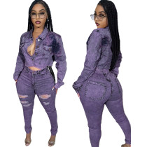 Hot selling stretch denim set cross-border fashion set