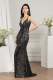 New Sleeveless Strap V-Neck Slim Fit Long Dress Party Evening Dress Sequin Long Dress