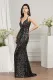 New Sleeveless Strap V-Neck Slim Fit Long Dress Party Evening Dress Sequin Long Dress