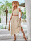 Fashion Hot Selling Fresh Style Solid Color Slant Shoulder Waist Up Dress Set