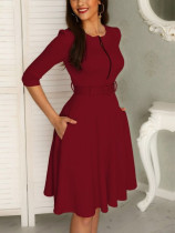 Fashionable and sexy short sleeved skirt with large swing
