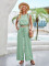 New Solid Round Neck Slim Fit Sleeveless Top and Pants Set