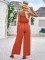 Vacation style foreign trade solid color bra tied waist slimming jumpsuit
