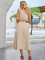 Fashion Hot Selling Fresh Style Solid Color Slant Shoulder Waist Up Dress Set