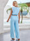 New Solid Round Neck Slim Fit Sleeveless Top and Pants Set