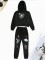 Autumn and winter plush printed hooded sweater pants set for women