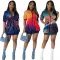 Fashionable long sleeved printed drawstring waist up dress