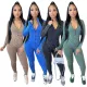 Pit print sexy V-neck tight zippered jumpsuit