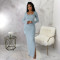 New Pit Stripe Printed Pleated Side Pocket Split Skirt Set