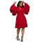 Fashion Women's V-neck Bat Sleeve Foreign Trade Solid Color Dress