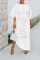Solid color personalized lantern sleeve irregular pleated dress