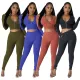 Zipper Top Line Splicing Slim Fit Two Piece Set