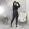 Zipper Top Line Splicing Slim Fit Two Piece Set