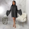 Hot selling solid color pleated shawl sleeve dress