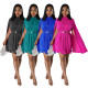 Hot selling solid color pleated shawl sleeve dress