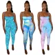 Fashionable women's pants, sexy suspender, backless printed jumpsuit