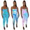 Fashionable women's pants, sexy suspender, backless printed jumpsuit