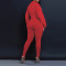 V-neck sheep leg sleeve tight patchwork jumpsuit