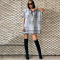 Printed Loose Hooded Button Woolen Coat Dress